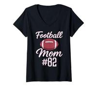Femme Jeu de Football Maman #82 Funny Mother Woman Touchdown Girl Son Game T-Shirt avec Col en V