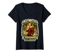 Femme Jeu de Jeu de Mots Amusant Shakespeare de la crème glacée de mi-été T-Shirt avec Col en V