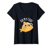 Femme Jeu de Mots Amusant à Base de Poisson Oh My Cod T-Shirt avec Col en V