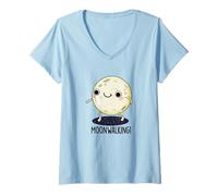Femme Jeu de Mots Amusant Moonwalking T-Shirt avec Col en V