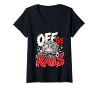 Femme Jeu de Mots Amusant Off The Rails T-Shirt avec Col en V