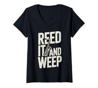 Femme Jeu de Mots Amusant pour Saxophone Reed It and Weep T-Shirt avec Col en V