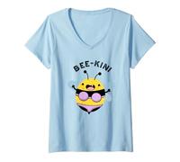 Femme Jeu de Mots Bee-Kini Funny Bee T-Shirt avec Col en V