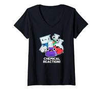Femme Jeu de Mots de Chimie drôle de réaction Chimique T-Shirt avec Col en V