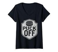 Femme Jeu de Mots de Hockey Amusant pour entraîneur de Fan de Joueur de Hockey T-Shirt avec Col en V