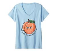 Femme Jeu de mots drôle « This Is My Resting Peach Face » T-Shirt avec Col en V