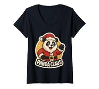 Femme Jeu de Mots Festif Père Noël Panda Noël pour Hommes, Femmes, Enfants T-Shirt avec Col en V