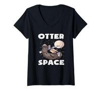 Femme Jeu de Mots Loutre de mer Dessin animé T-Shirt avec Col en V