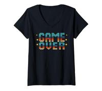 Femme Jeu de société Amusant Game Over Game Night Host Trivia T-Shirt avec Col en V