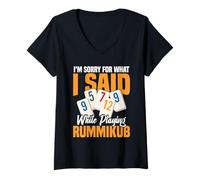 Femme Jeu de tuiles Rummikub Player I Am Sorry King Rummikub T-Shirt avec Col en V