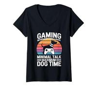 Femme Jeu introverti Minimal Talk Temps Maximum de Chien T-Shirt avec Col en V