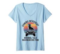Femme Jeu introverti Minimal Talk Temps Maximum de Chien T-Shirt avec Col en V