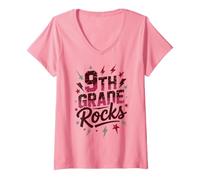 Femme Jeu pour Filles 9e année Rocks First Day Choir Teacher Crew Game on T-Shirt avec Col en V