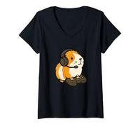 Femme Jeu vidéo pour Cochon d'Inde - Jeu de Mots pour Les Amoureux des Animaux T-Shirt avec Col en V