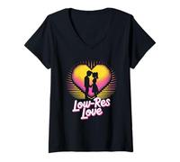 Femme Jeu vidéo rétro Love Pop Culture Low Res T-Shirt avec Col en V