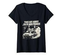 Femme Jeune Conducteur Blague Cadeau Permis De Conduire T-Shirt avec Col en V