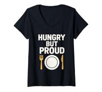 Femme Jeûne OMAD Squad Humour Intermittent Fast Feast Repeat T-Shirt avec Col en V