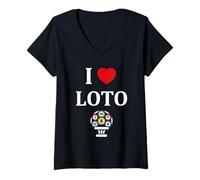 Femme Jeux Tirage Humour loterie i Love Loto T-Shirt avec Col en V
