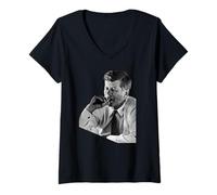 Femme JFK John F Kennedy Fumoir à cigares T-Shirt avec Col en V