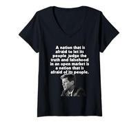 Femme JFK Nation Peur de Laisser Les Gens Juger la vérité craint Les Gens T-Shirt avec Col en V