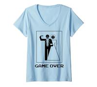 Femme JGA Mariage Marié Drôle Game Over T-Shirt avec Col en V