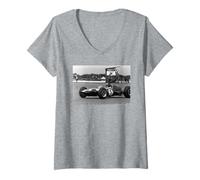 Femme Jim Clark Grand Prix de Grande-Bretagne Racing Silverstone Climax 1965 T-Shirt avec Col en V