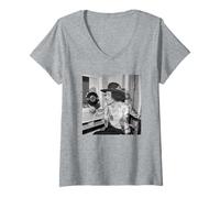 Femme Jimi Hendrix avec Hush Now Curtis Knight Record 1967 T-Shirt avec Col en V