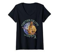 Femme Jimi Hendrix Earth Blues Vintage Band T-Shirt avec Col en V