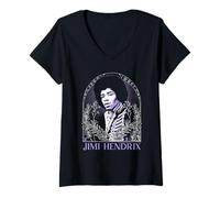 Femme Jimi Hendrix Framed Illustration Tarot Vintage Band T-Shirt avec Col en V