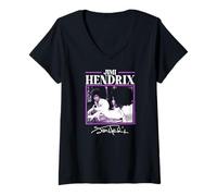 Femme Jimi Hendrix Purple Haze Photo Frame Vintage Band T-Shirt avec Col en V