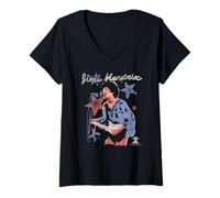 Femme Jimi Hendrix Red White and Blue Stars Vintage Band T-Shirt avec Col en V
