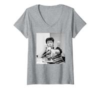 Femme Jimmy Pursey Punk Rock Sham 69 Appel téléphonique Virginia Turbett T-Shirt avec Col en V