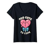 Femme Jirai Kei Landmine Kei Yami Kawaii Japonais Emo Dark Cute T-Shirt avec Col en V