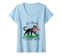 Femme J'irai où Je Veux Serpent Chat drôle T-Shirt avec Col en V