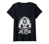 Femme Jiu Jitsu Gorilla Train Like A Beast Cadeau BJJ T-Shirt avec Col en V