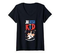 Femme Jiu Jitsu Kid Ressemble à Un Enfant Normal mais Plus Cool Art Martial BJJ T-Shirt avec Col en V