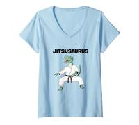 Femme Jiu Jitsu T-Rex Ceinture Noir Drôle Jujitsu Fighter T-Shirt avec Col en V