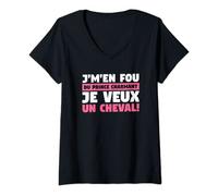 Femme J'm'en fou du prince charmant je veux un cheval Chevalier T-Shirt avec Col en V