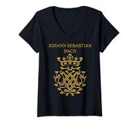 Femme JOAHANN Sebastian Bach - Sceau de Bach - Nom - Gold Art T-Shirt avec Col en V