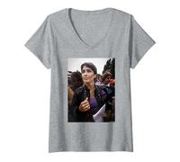 Femme Joan Baez, chanteuse militante, Rassemblement pour la Paix 1982 Michael Grecco T-Shirt avec Col en V