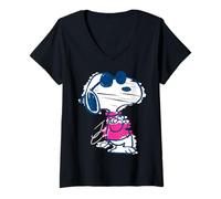 Femme Joe Cool Snoopy Scribble Style T-Shirt avec Col en V
