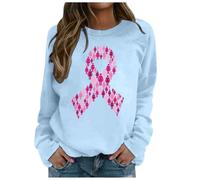 Femme Jogging Sweat à la Mode Femme Sans Capuche pour la Campagne de sensibilisation Style Décontracté Imprimé Mois de Conscience du Cancer du sein Mode Confortable et Élégant pour Femmes Matching