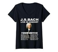 Femme Johann Sebastian Bach - Concert en Direct - Dates DE TOURNÉE T-Shirt avec Col en V