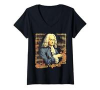 Femme Johann Sebastian Bach Maître de Musique Classique T-Shirt avec Col en V