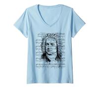 Femme Johann Sebastian Bach Professeur de compositeur de musique classique T-Shirt avec Col en V