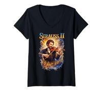 Femme Johann Strauss II Compositeur T-Shirt avec Col en V