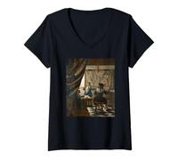 Femme Johannes Vermeer The Music Lesson T-Shirt avec Col en V
