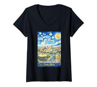 Femme Johannesburg Afrique du Sud T-Shirt avec Col en V