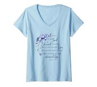 Femme John 3, 16 Car Dieu a Tant aimé Le Monde T-Shirt avec Col en V