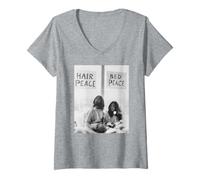 Femme John Lennon Yoko ONO Le lit Anti-Guerre des Beatles en 1969 T-Shirt avec Col en V